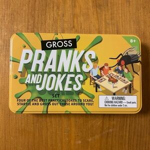 Gross Pranks and Jokes Set in metal tin